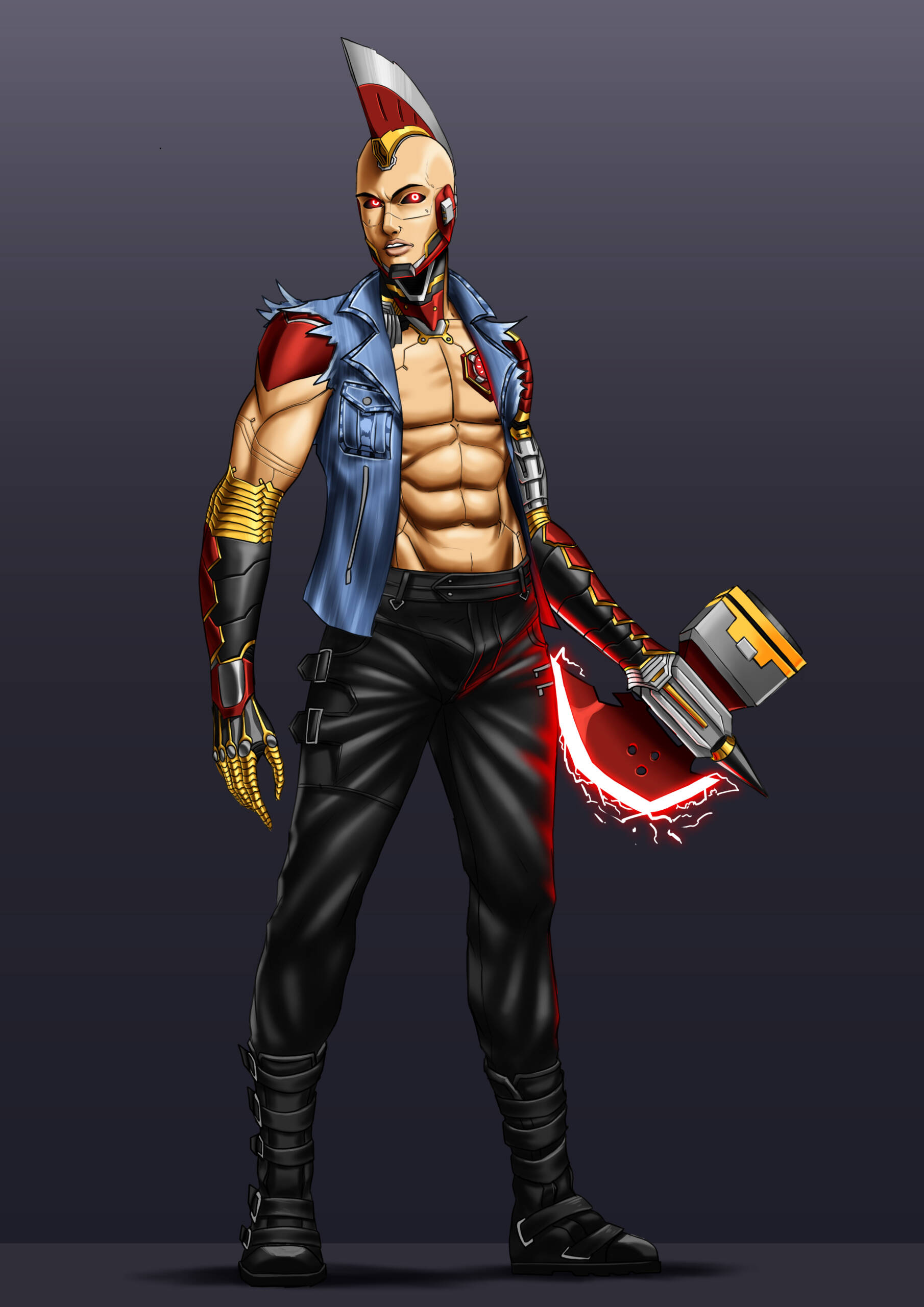 A man with an axe in his hand.